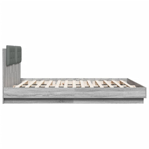 vidaXL Bed Frame with LED without Mattress Grey Sonoma 180x200 cm Super King
