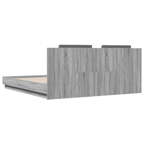 vidaXL Bed Frame with LED without Mattress Grey Sonoma 180x200 cm Super King