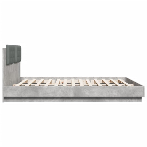 vidaXL Bed Frame with LED without Mattress Concrete Grey 160x200 cm