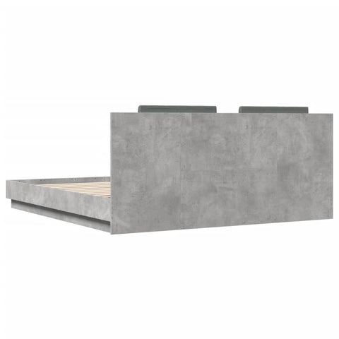 vidaXL Bed Frame with LED without Mattress Concrete Grey 160x200 cm