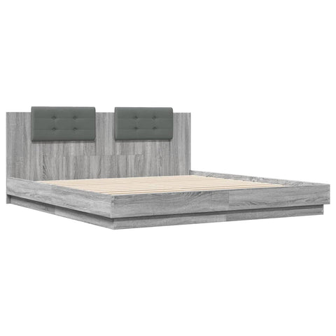 vidaXL Bed Frame with LED without Mattress Grey Sonoma 160x200 cm