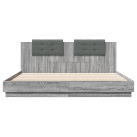 vidaXL Bed Frame with LED without Mattress Grey Sonoma 160x200 cm