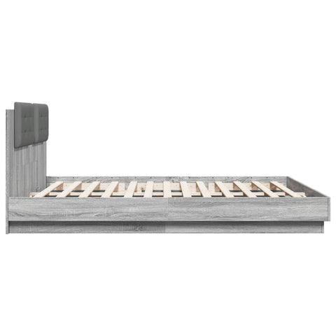 vidaXL Bed Frame with LED without Mattress Grey Sonoma 160x200 cm