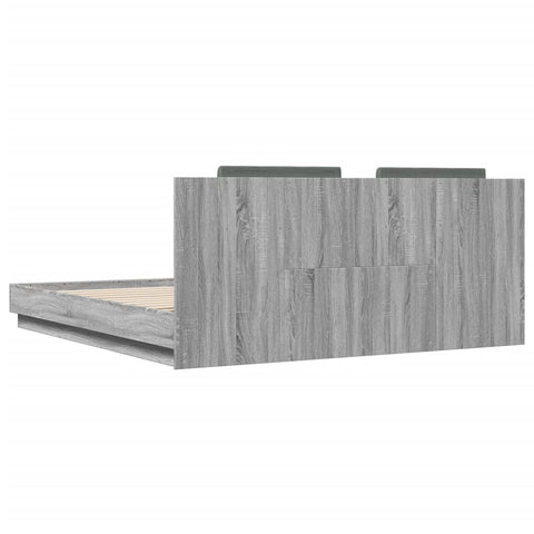 vidaXL Bed Frame with LED without Mattress Grey Sonoma 160x200 cm