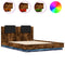 vidaXL Bed Frame with LED without Mattress Smoked Oak 150x200 cm King Size