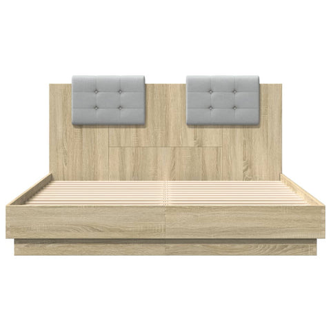 vidaXL Bed Frame with LED without Mattress Sonoma Oak 140x200 cm