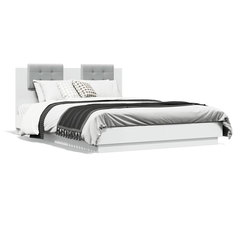 vidaXL Bed Frame with LED without Mattress White 120x200 cm