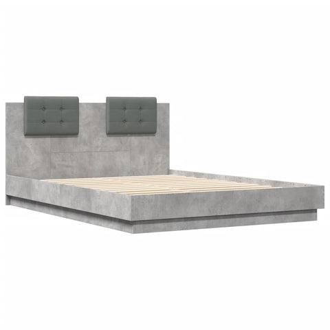 vidaXL Bed Frame with LED without Mattress Concrete Grey 120x200 cm