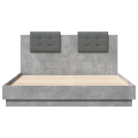 vidaXL Bed Frame with LED without Mattress Concrete Grey 120x200 cm