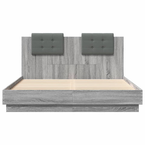 vidaXL Bed Frame with LED without Mattress Grey Sonoma 120x200 cm