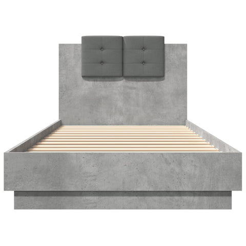 vidaXL Bed Frame with LED without Mattress Concrete Grey 100x200 cm