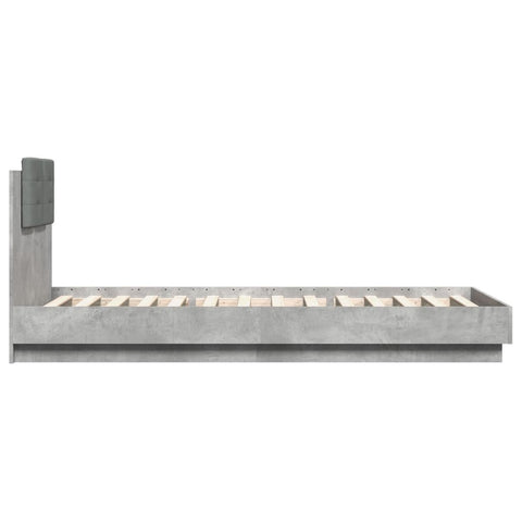 vidaXL Bed Frame with LED without Mattress Concrete Grey 100x200 cm