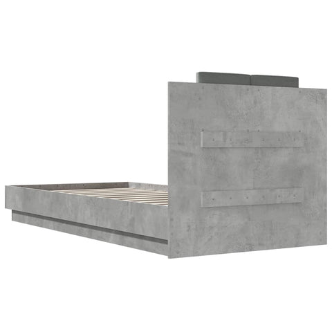 vidaXL Bed Frame with LED without Mattress Concrete Grey 100x200 cm