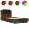 vidaXL Bed Frame with LED without Mattress Smoked Oak 100x200 cm