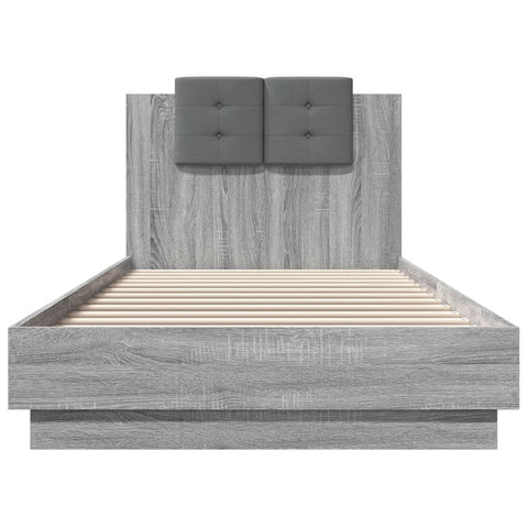 vidaXL Bed Frame with LED without Mattress Grey Sonoma 100x200 cm