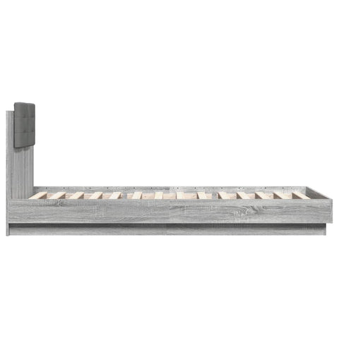 vidaXL Bed Frame with LED without Mattress Grey Sonoma 90x200 cm