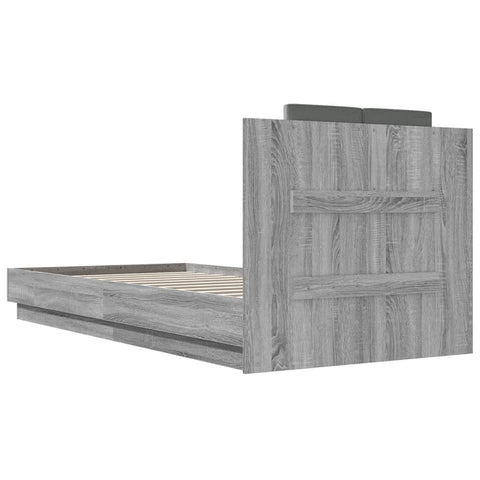 vidaXL Bed Frame with LED without Mattress Grey Sonoma 90x200 cm