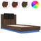 vidaXL Bed Frame with LED without Mattress Brown Oak 90x200 cm