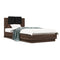 vidaXL Bed Frame with LED without Mattress Brown Oak 90x200 cm