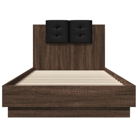 vidaXL Bed Frame with LED without Mattress Brown Oak 90x200 cm