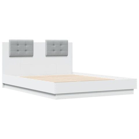 vidaXL Bed Frame with LED without Mattress White 135x190 cm Double