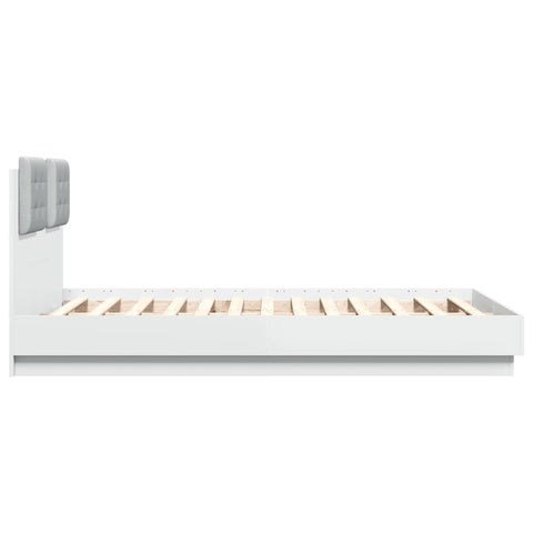 vidaXL Bed Frame with LED without Mattress White 135x190 cm Double