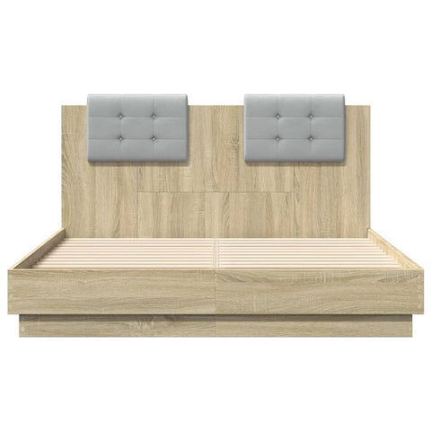 vidaXL Bed Frame with LED without Mattress Sonoma Oak 135x190 cm Double