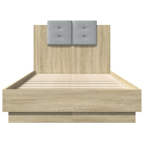 vidaXL Bed Frame with LED without Mattress Sonoma Oak 90x190 cm Single