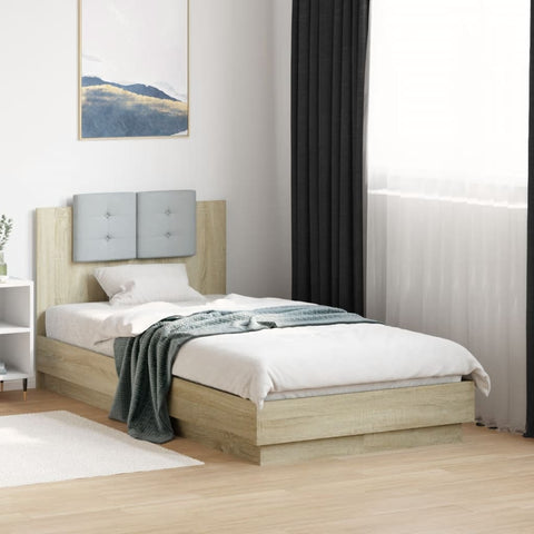vidaXL Bed Frame with LED without Mattress Sonoma Oak 90x190 cm Single
