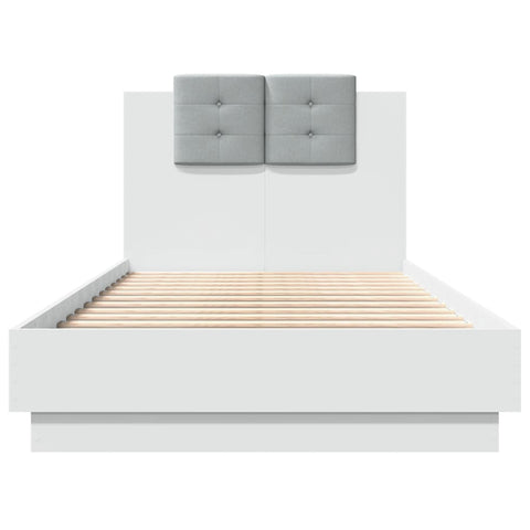 vidaXL Bed Frame with LED without Mattress White 75x190 cm Small Single