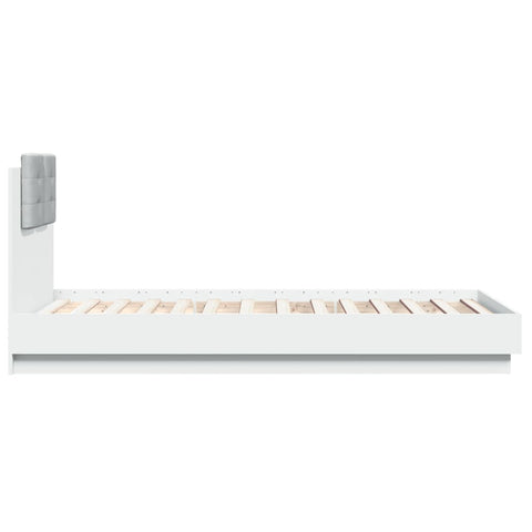 vidaXL Bed Frame with LED without Mattress White 75x190 cm Small Single