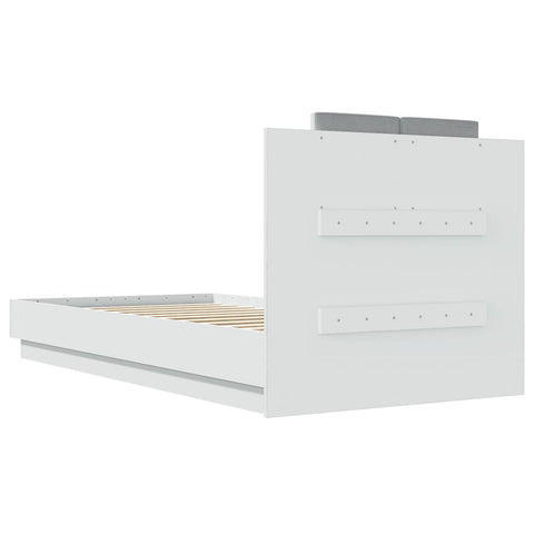 vidaXL Bed Frame with LED without Mattress White 75x190 cm Small Single