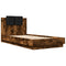vidaXL Bed Frame with LED without Mattress Smoked Oak 75x190 cm Small Single