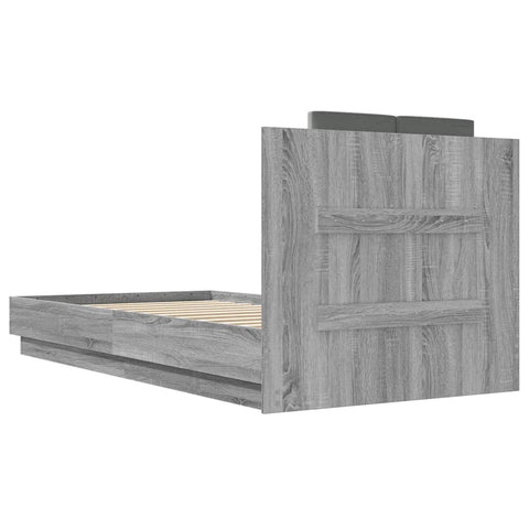 vidaXL Bed Frame with LED without Mattress Grey Sonoma 75x190 cm Small Single