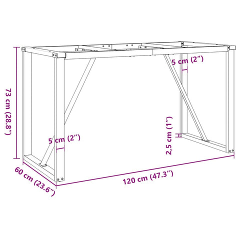vidaXL Dining Table Legs O-Frame 120x60x73 cm Steel