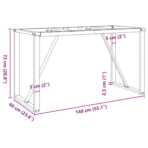 vidaXL Dining Table Legs O-Frame 140x60x73 cm Steel