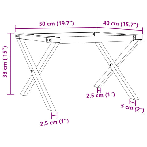 vidaXL Coffee Table Legs X-Frame 50x40x38 cm Steel