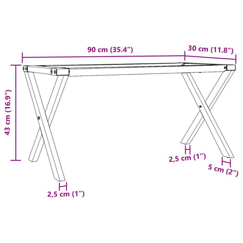 vidaXL Coffee Table Legs X-Frame 90x30x43 cm Steel