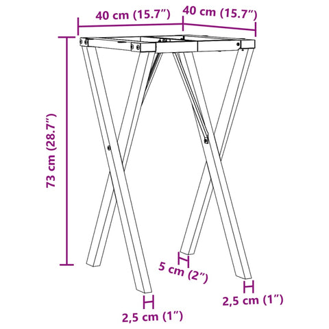 vidaXL Dining Table Legs X-Frame 40x40x73 cm Steel