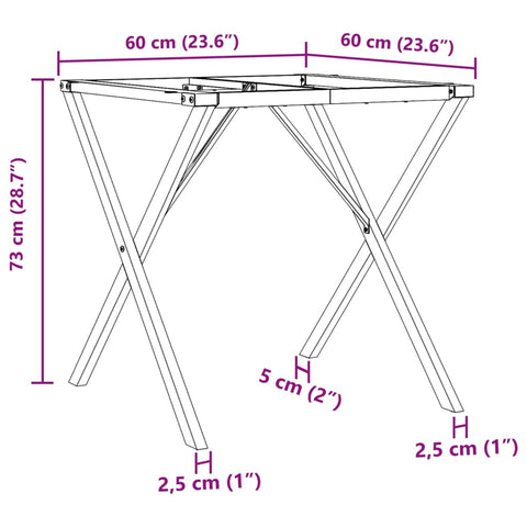 vidaXL Dining Table Legs X-Frame 60x60x73 cm Steel