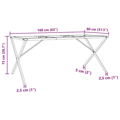 vidaXL Dining Table Legs X-Frame 160x80x73 cm Steel