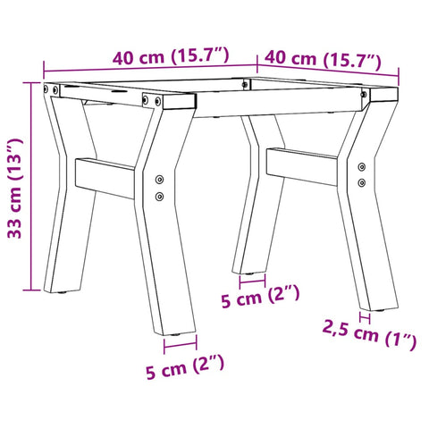 vidaXL Coffee Table Legs Y-Frame 40x40x33 cm Steel