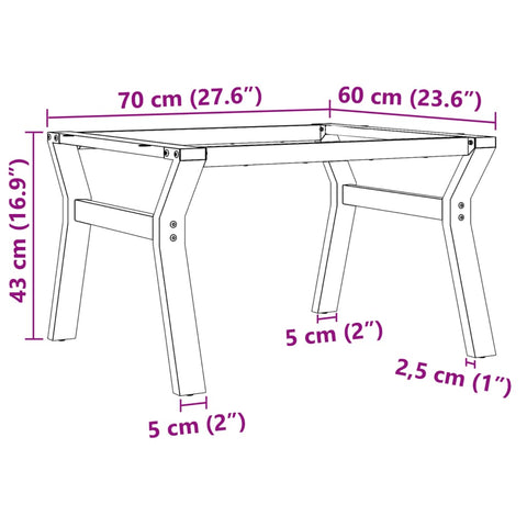vidaXL Coffee Table Legs Y-Frame 70x60x43 cm Steel