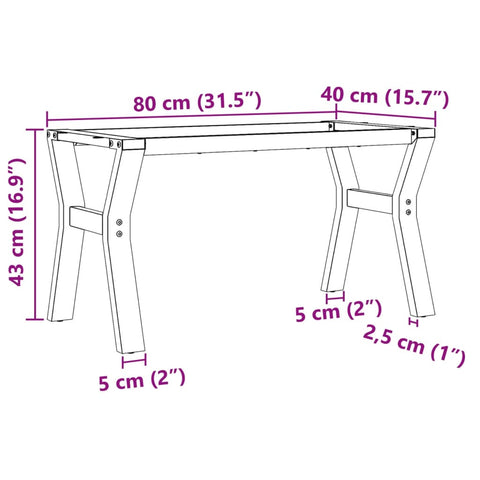 vidaXL Coffee Table Legs Y-Frame 80x40x43 cm Steel