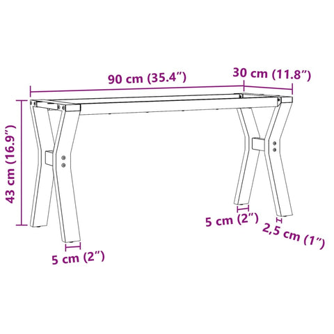 vidaXL Coffee Table Legs Y-Frame 90x30x43 cm Steel