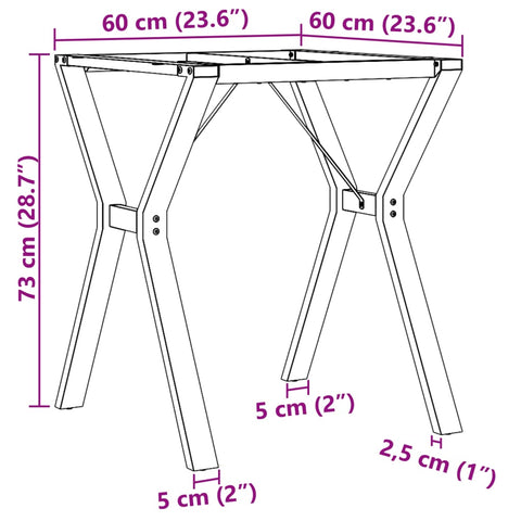 vidaXL Dining Table Legs Y-Frame 60x60x73 cm Steel