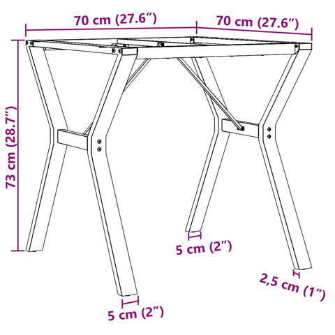 vidaXL Dining Table Legs Y-Frame 70x70x73 cm Steel