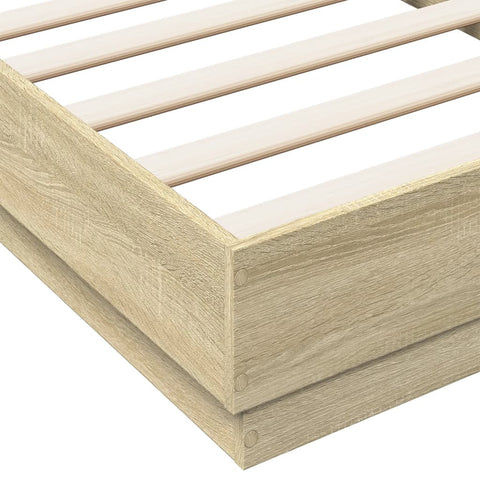 vidaXL Bed Frame without Mattress Sonoma Oak 75x190 cm Small Single Engineered Wood