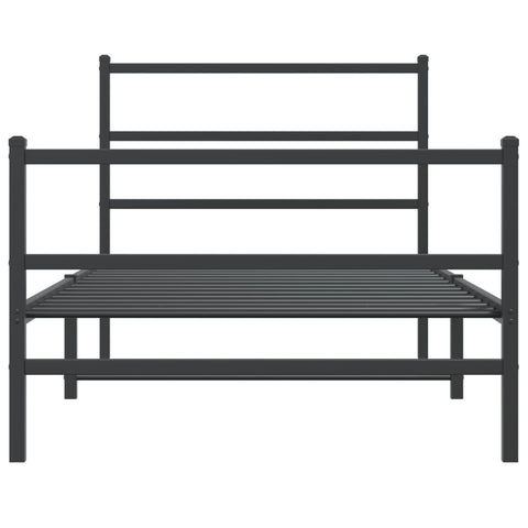 vidaXL Metal Bed Frame without Mattress with Footboard Black 100x190cm