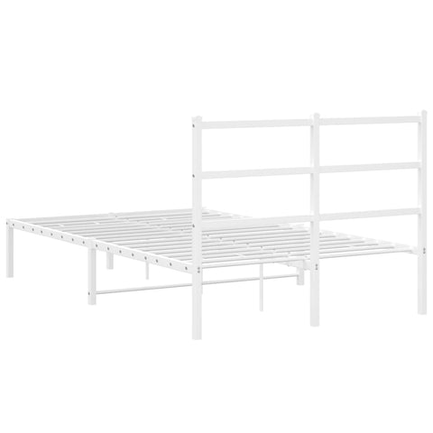 vidaXL Metal Bed Frame without Mattress with Headboard White 120x200cm